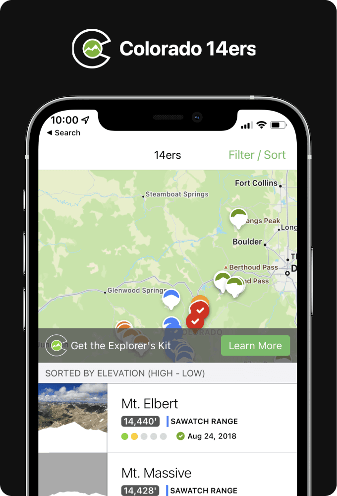 colorado 14ers app screenshots